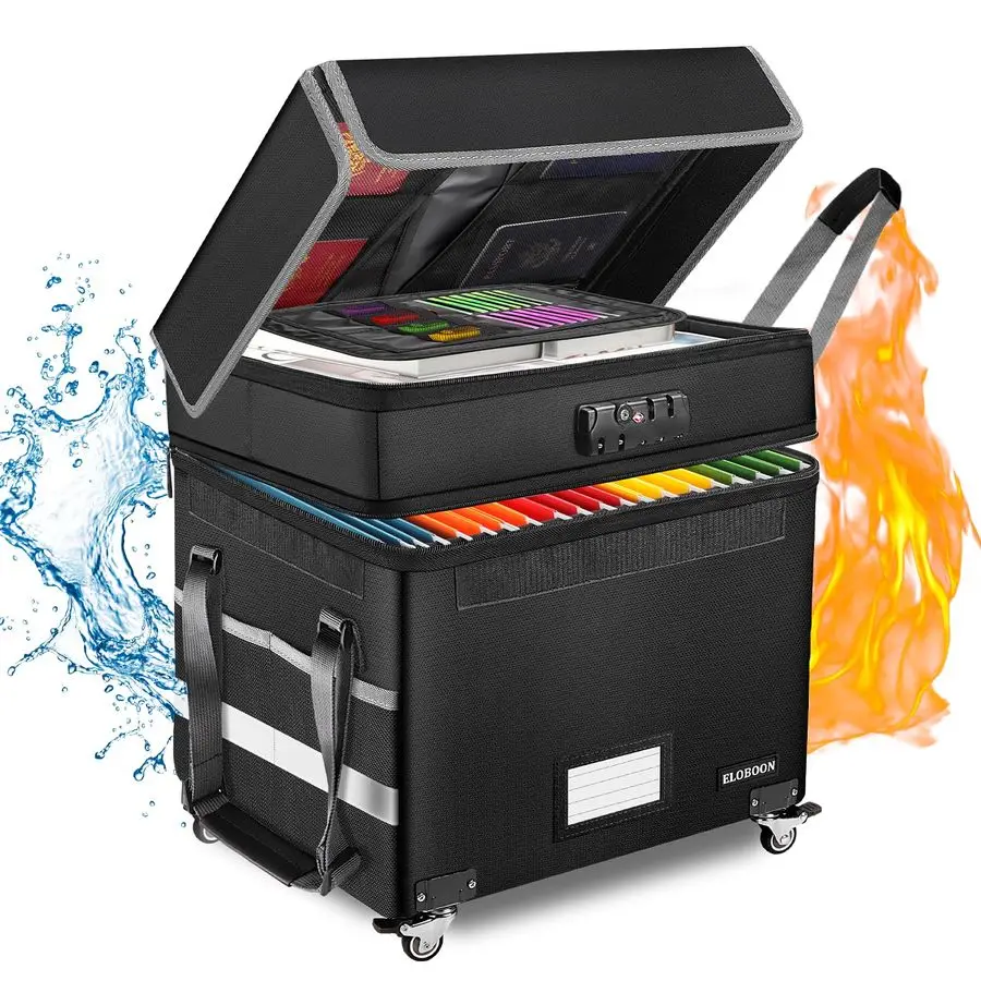 

Коробка для документов с замком, огнестойкая коробка для документов на колесиках, складной органайзер для файлов, коробка для хранения документов для дома и офиса, F