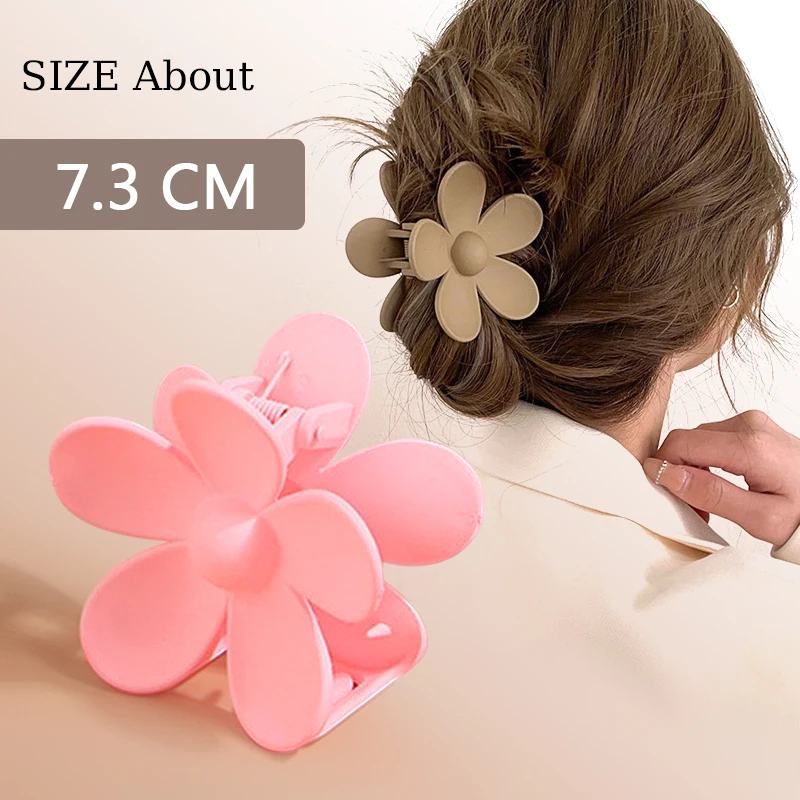 13 CM Super Large Rectangular Frosted Material Fashion Flowers Women Hair Claw Hair Clip Shark Clip Hair Accessories