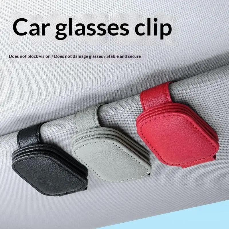 Car Sunglass Clip PU Leather Non Slip Stable Grip Scratch Proof Easy Install Auto Interior Sun Visor Accessory