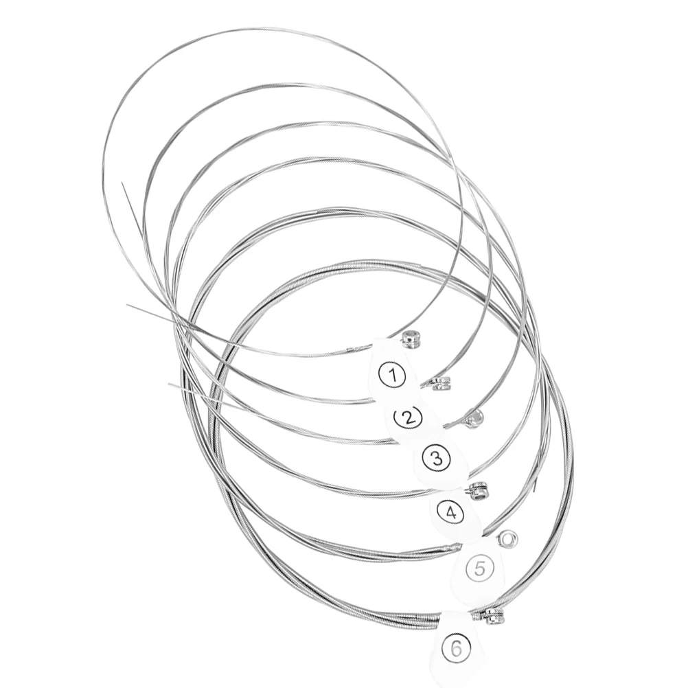 

6 Pcs Anti Rust Guitar Strings Classic Electric Silver Durable Metal for Acoustic Electric Guitars Replacement Parts Accessories