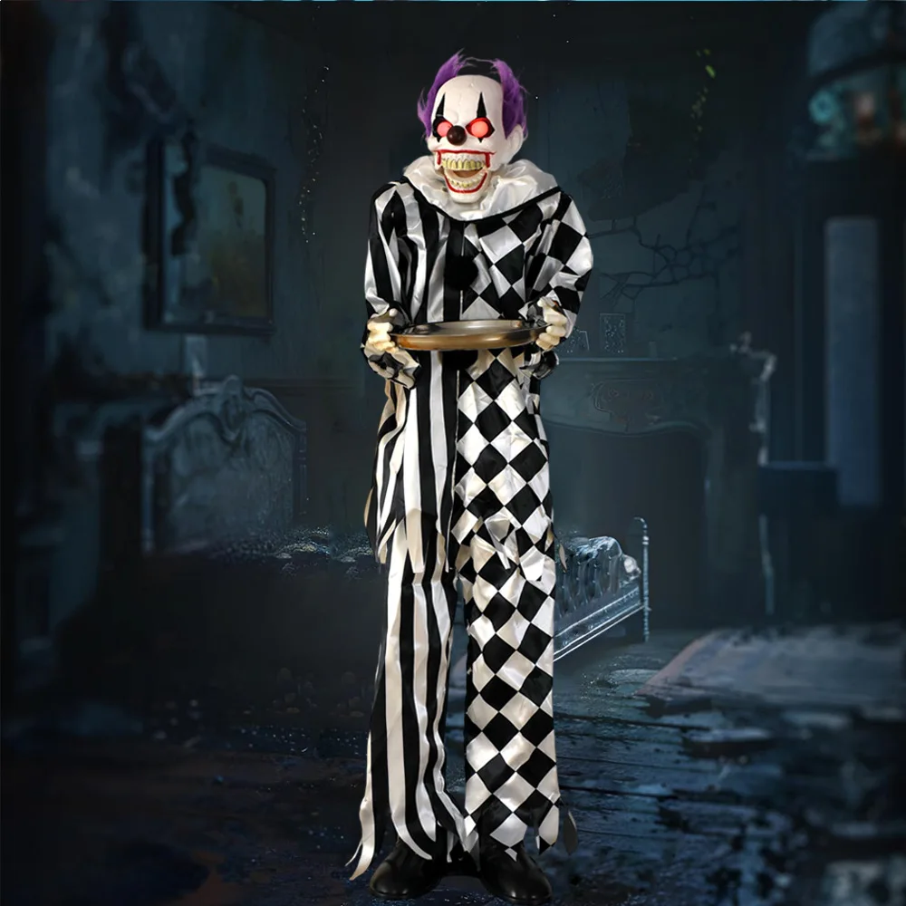Para decoración de payaso de Halloween, placa final eléctrica, sonido luminoso, adorno de fiesta de habitación embrujada de payaso de pie