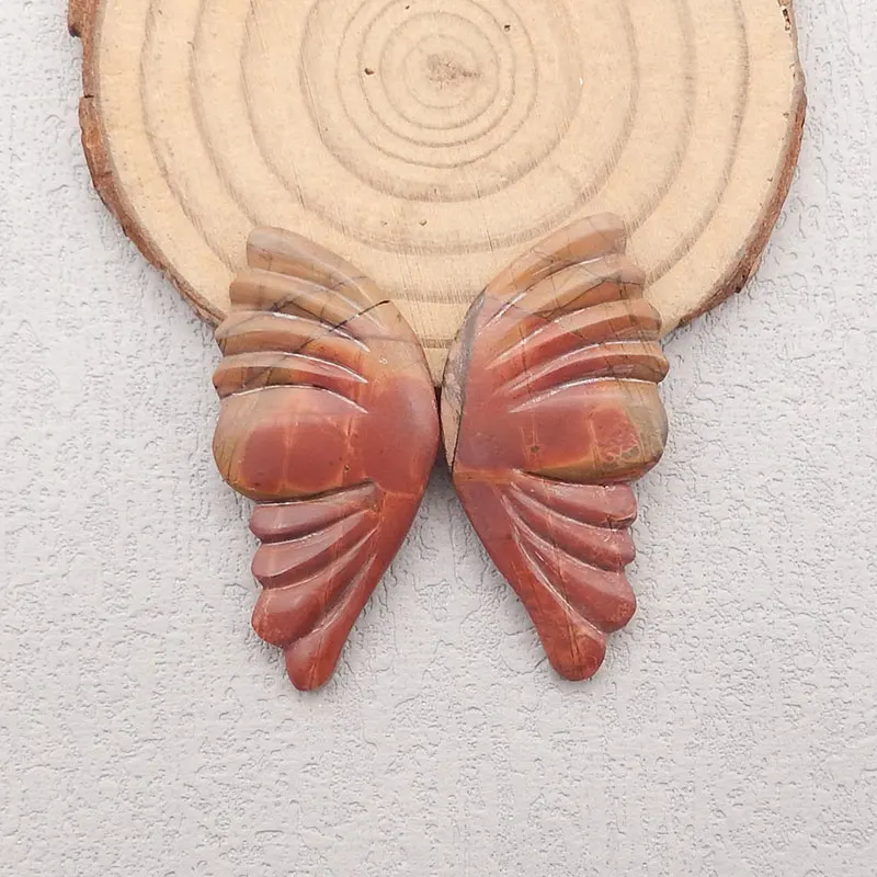 Handmade Carved Natural Multi-Color Picasso Jasper Wing Shape Cabochon, Semi-Precious Stones for Jewelry Making
