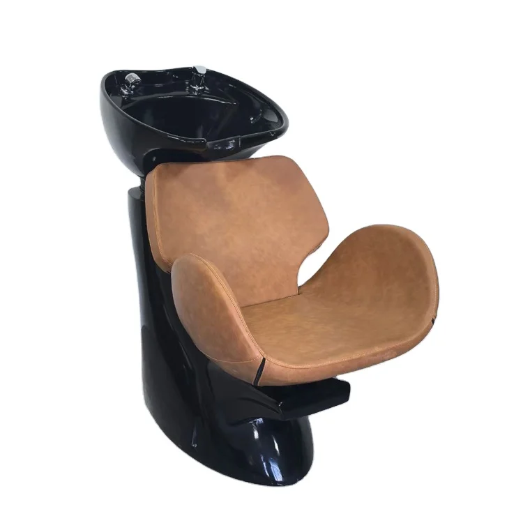 

Adjustable Ceramic Hair Wash Bowl Shampoo Station Chair Synthetic Leather Beauty Salon Equipment for Barber Shop Spa