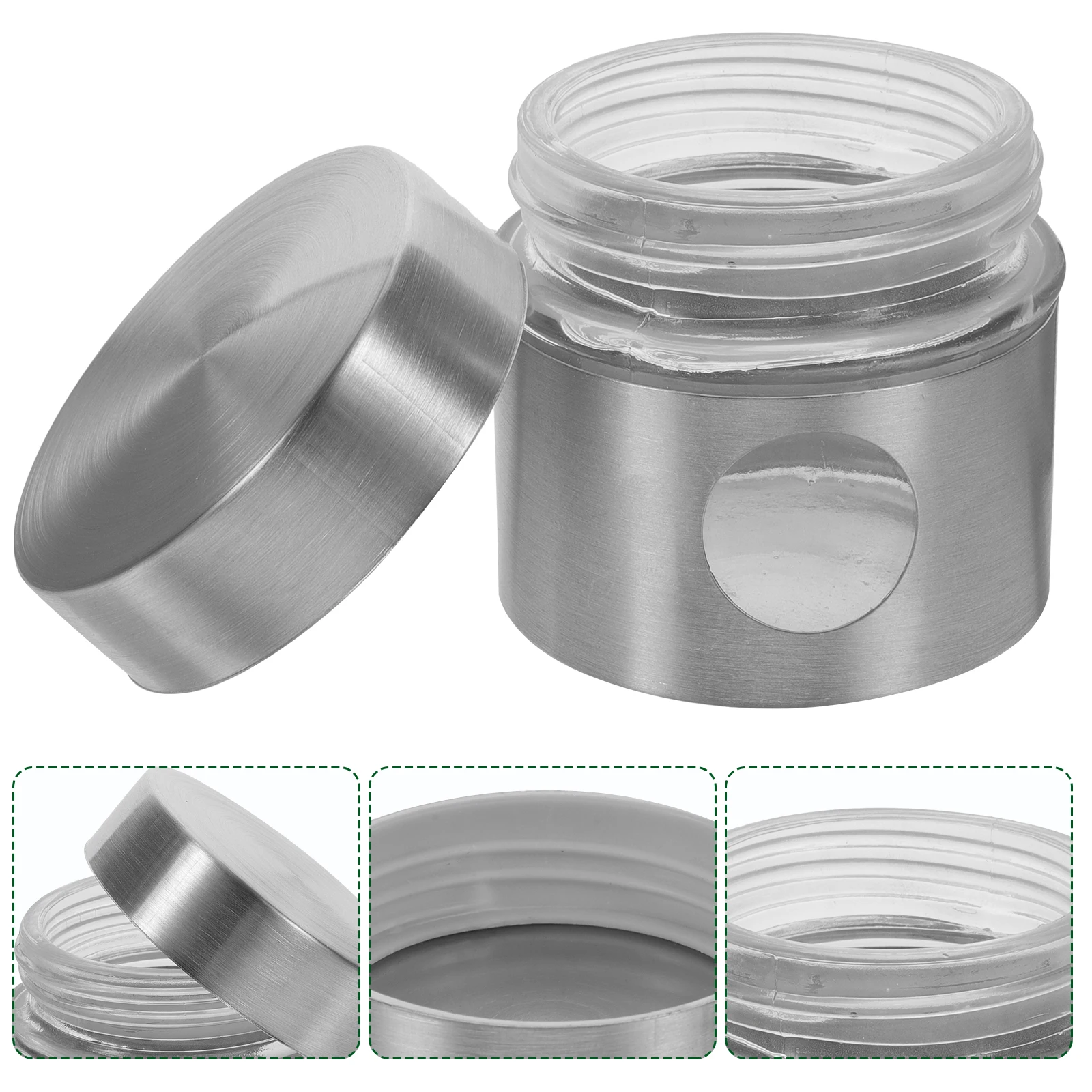 

Portable Stainless Steel Glass Tea Canister Airtight Storage Jar Travel Kitchen Household Storage Container Multi-Function