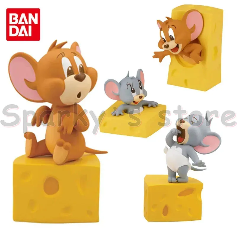 Bandai Original Tom and Jerry Anime Figure Jerry Tuffy Action Figure Toys For Boys Girls Kids Birthday Gifts Collectible Model