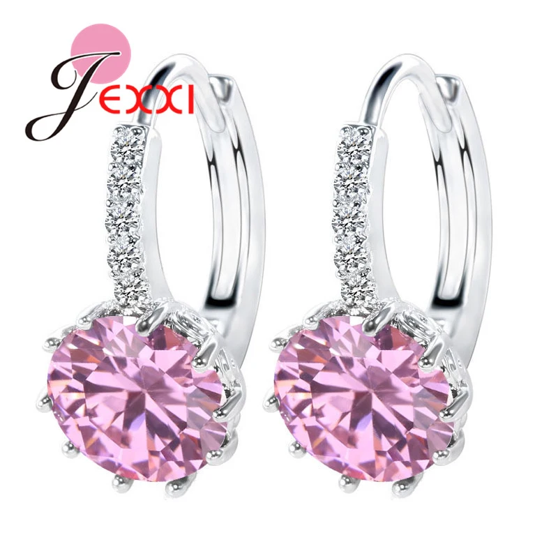 Colorful  Newest Genuine 925 Sterling Silver Jewelry AAA Cubic Zirconia CZ Lever Back Earring Women Part Accessory