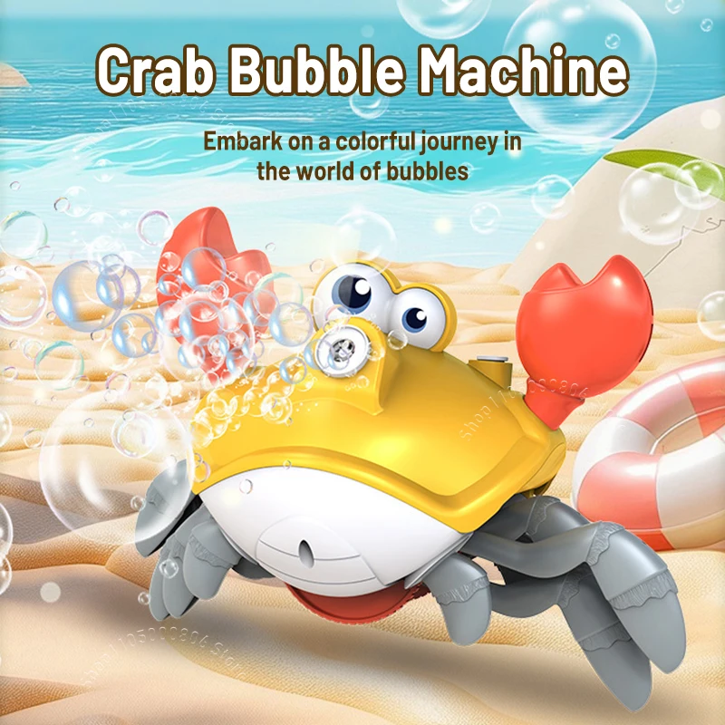 

New Electric Crab Bubble Machine With Light Sensing Crawling Blowing Bubbles Crab Children's Party Educational Toy