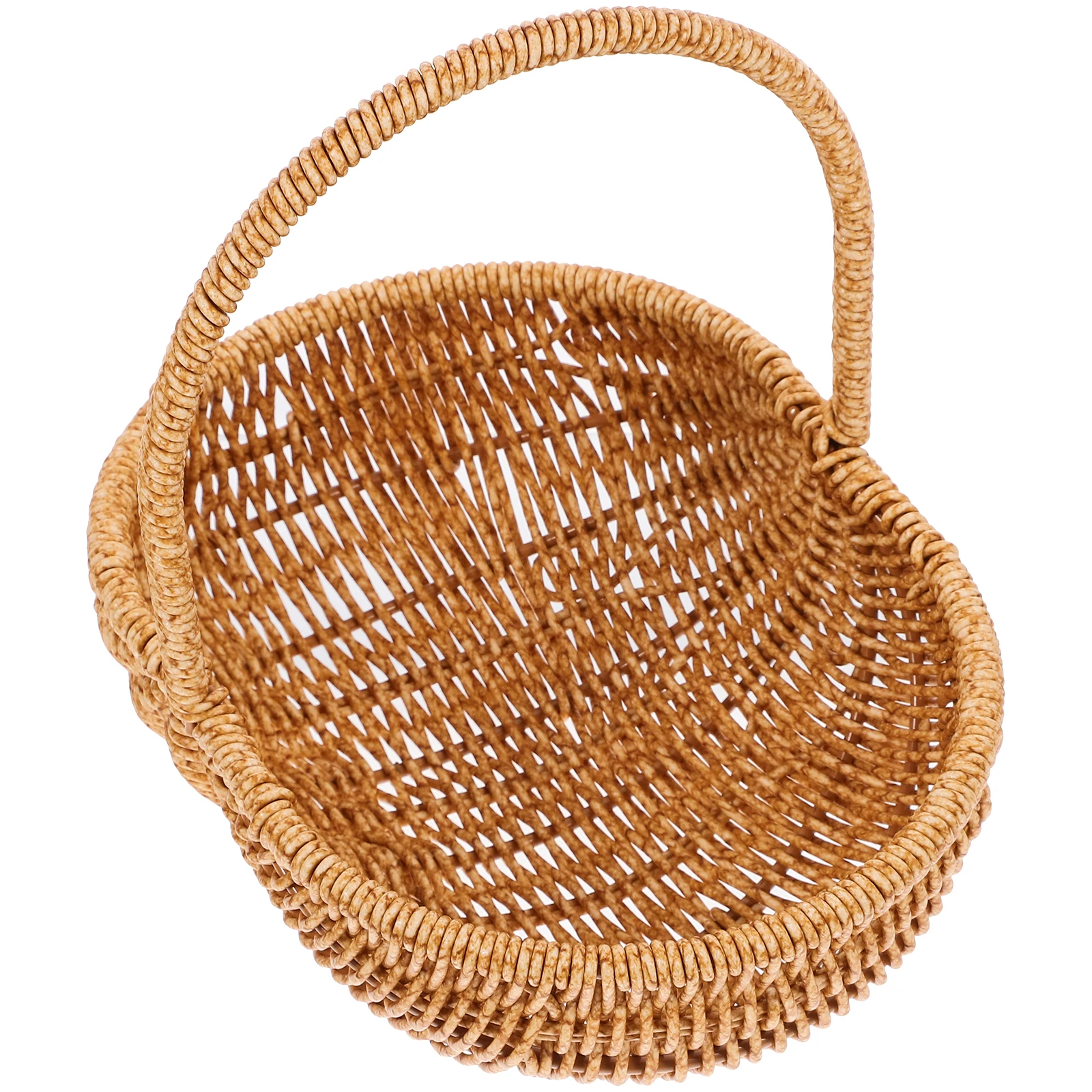 

Portable Woven Storage Basket Handmade Fruit Vegetable Snack Bread Organizer Picnic Shopping Container Durable Hand-Carry