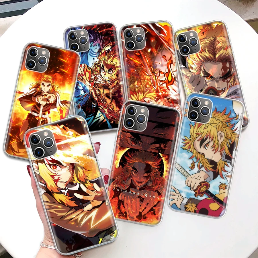 Demon Slayer Rengoku Kyoujurou Coque Phone Case For iPhone 11 12 13 14 15 16 Pro Max 7 Plus 8 + X XR XS SE Apple Soft Fundas Cov