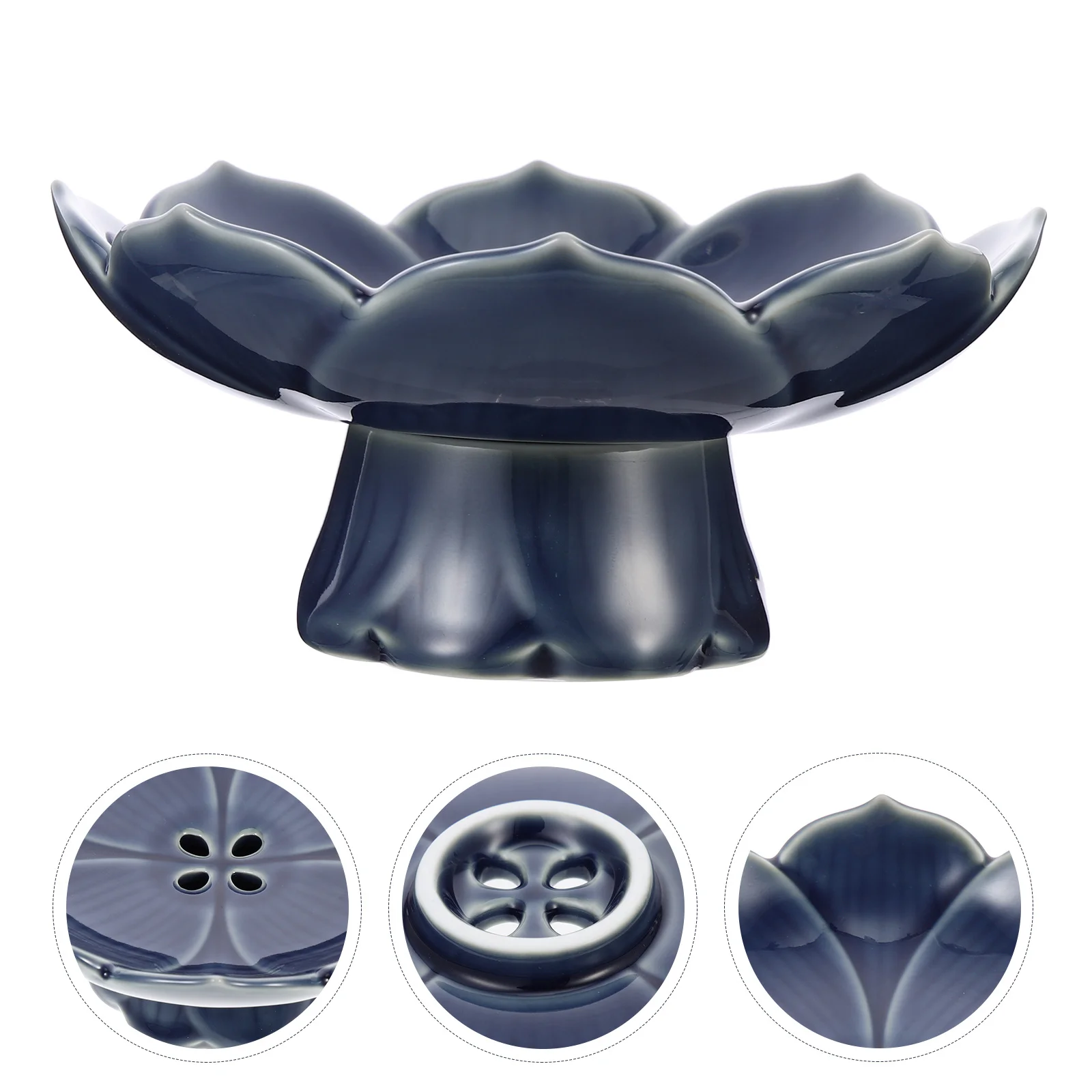 

Ceramic Lotus-Design Fruit Bowl Light Weight Portable Footed Serving Dish for Kitchen Counter Decorative Snack Storage Plate