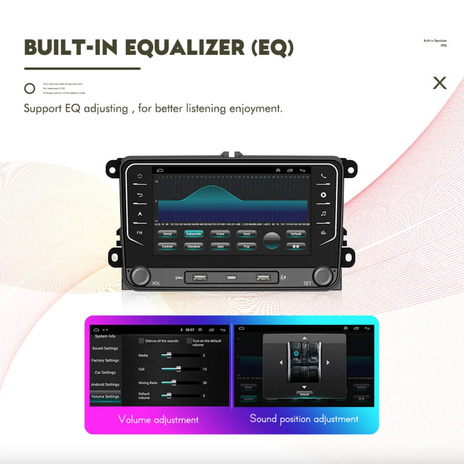 7inch Android 15 Car Radio Player For VW Golf 5/6 Polo Passat B5/B6 Jetta-Built-in GPS SD Card Dashboard Mount