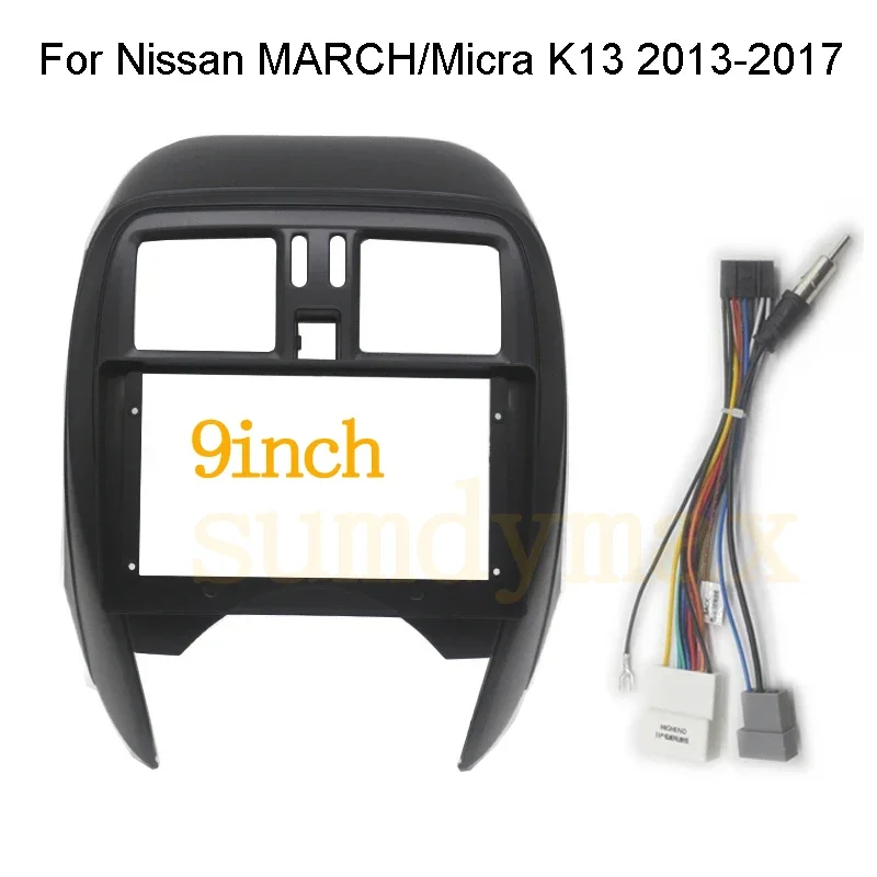 2 Din 9 Inch Car Radio Fascia Panel Dashboard Installation Trim Kit DVD Frame Bezel for Nissan MARCH Micra K13 2013-2017