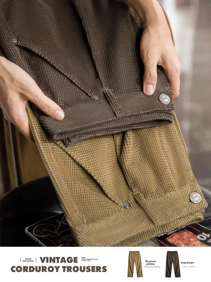 

Мужские свободные прямые брюки Maden American Retro Cornain из вельвета, 100% хлопок, осенние, молодежные, повседневные