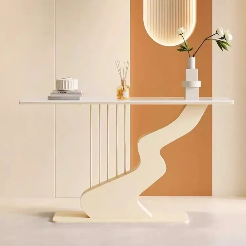 Cream wind light luxury rock slab entrance table creative entrance platform corridor plan art end platform