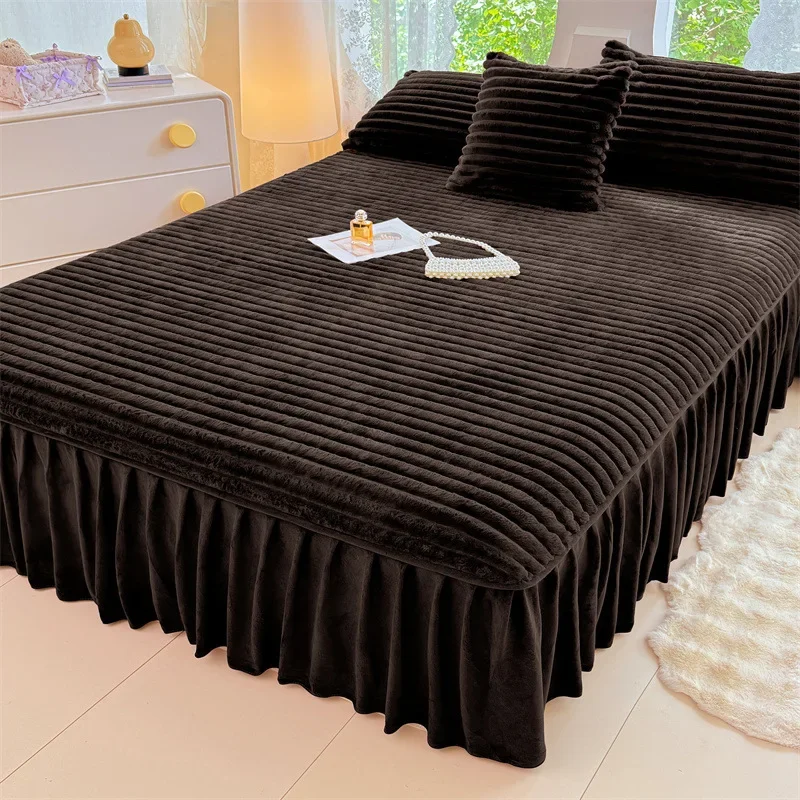 

Class A rabbit hair pull fleece bed skirt crystal fleece milk fleece bed skirt single piece without pillowcase