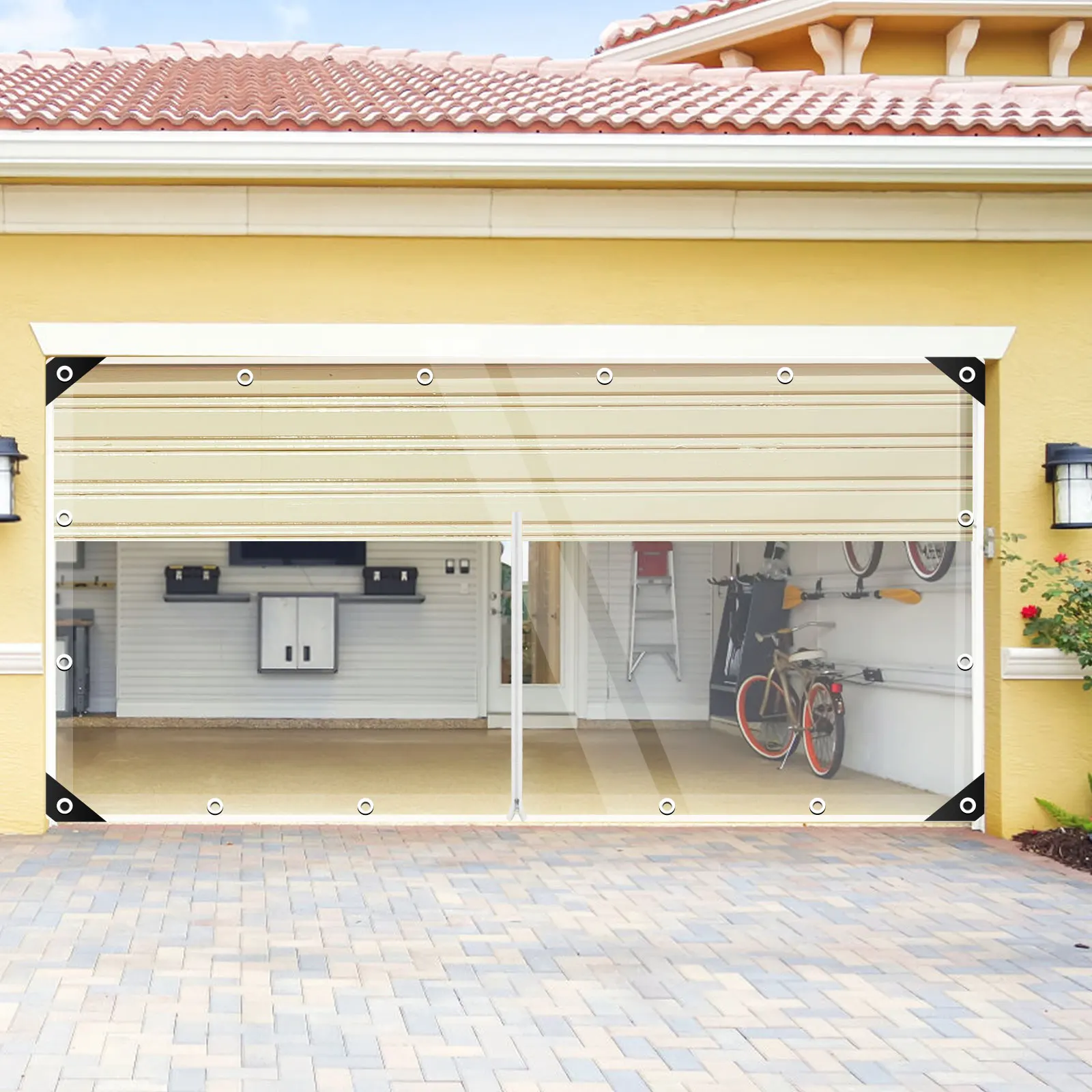 Transparente PVC-Plane, robust, mit Reißverschluss, wasserdicht, winddicht, reißfest, für Gewächshaus, Terrasse, Garten, Garage, Hühnerstall – Detail 4
