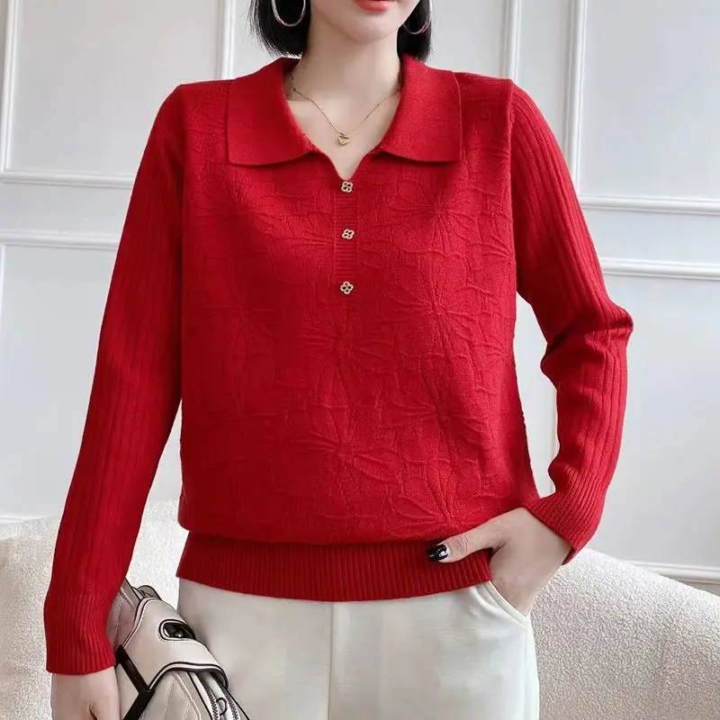 

Пуловер с кукольным воротником, свитер с длинными рукавами, осень и зима 2024, новая модная жаккардовая трикотажная базовая рубашка, элегантный топ