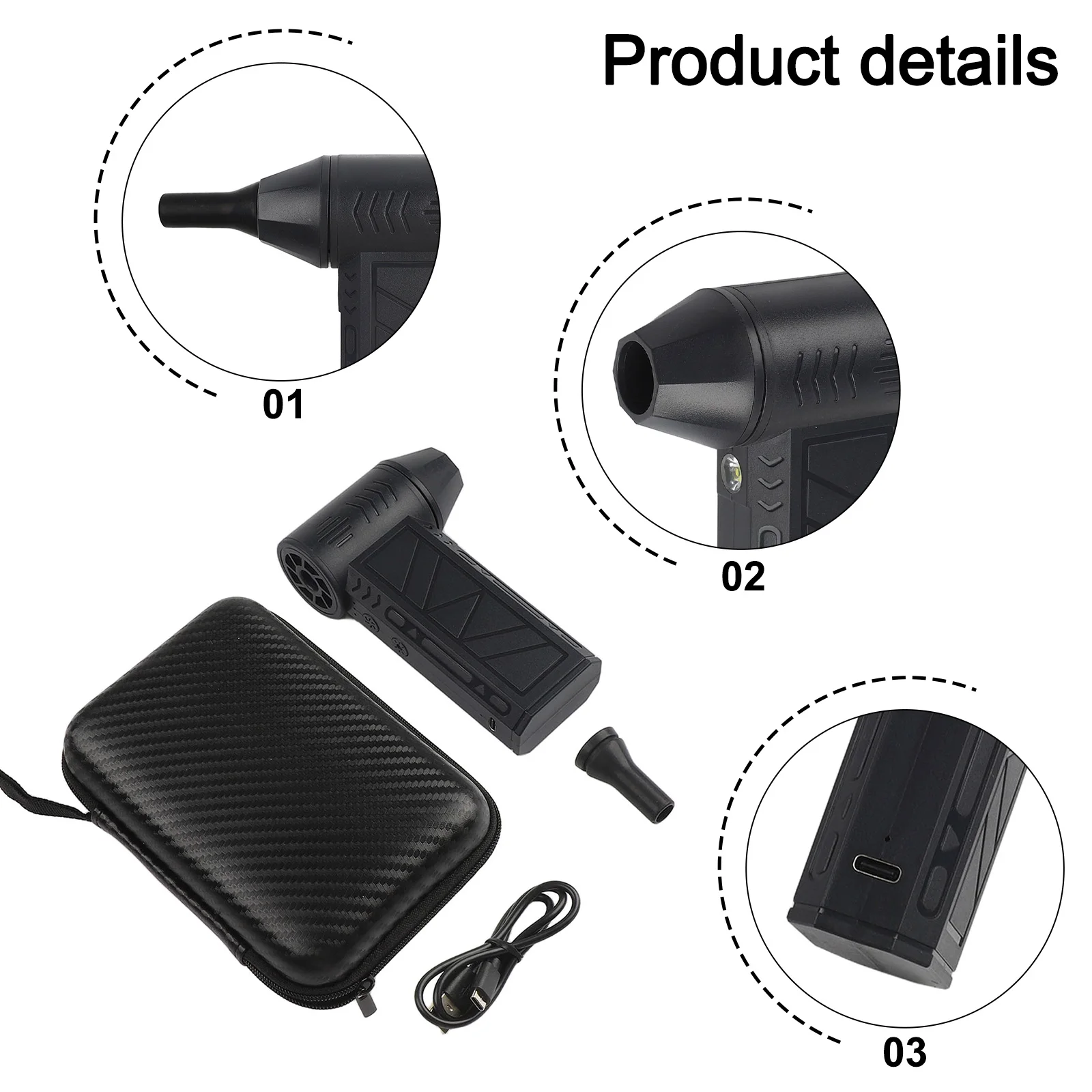 Compact Blower Air Duster Cleaner Dust Cleaning 12*6*3cm Integrated LED Light Powerful Performance Robust Motor