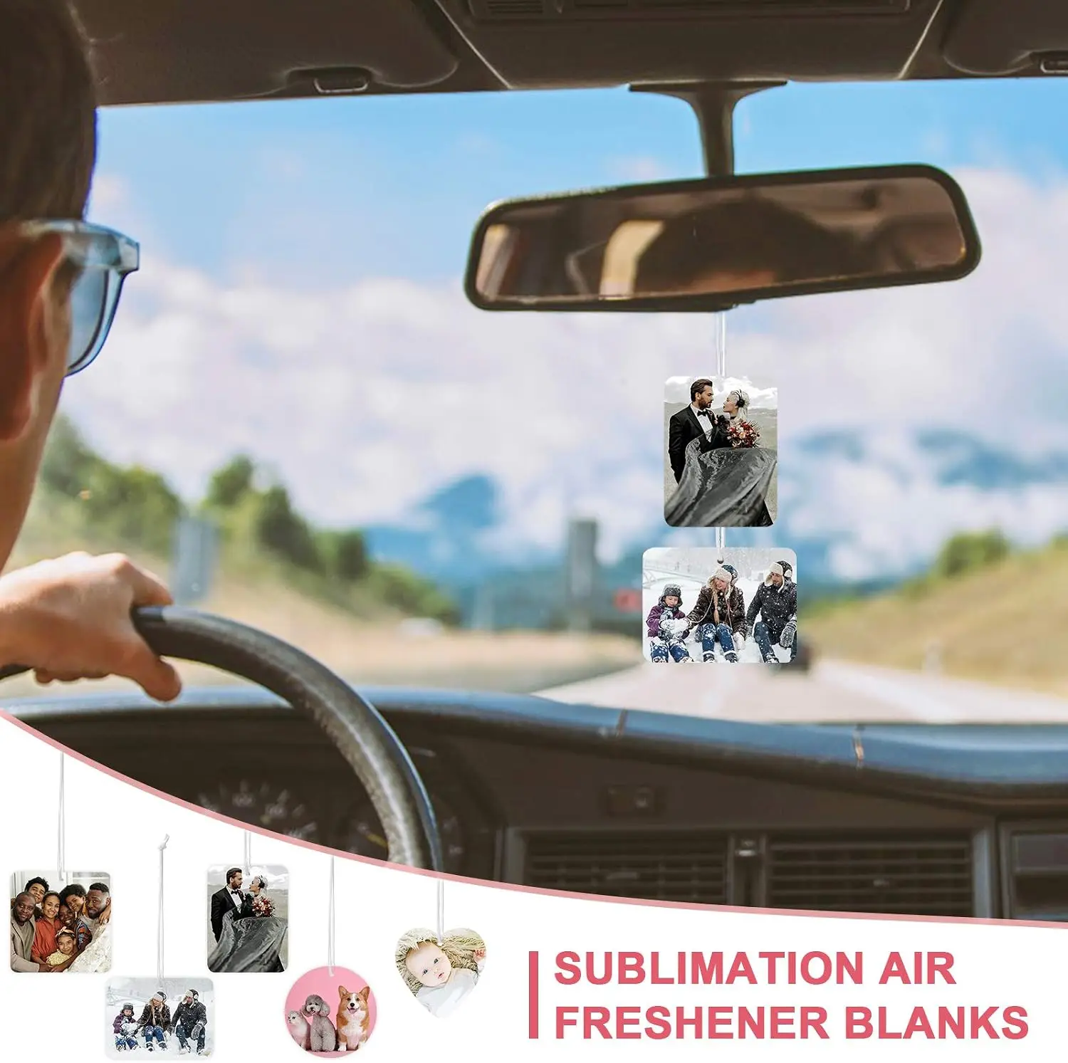 30 Sets Sublimation Picture Frame Air Freshener Blank Felt Fragrant Pendant With Bag And Rope For Car And Home Decoration