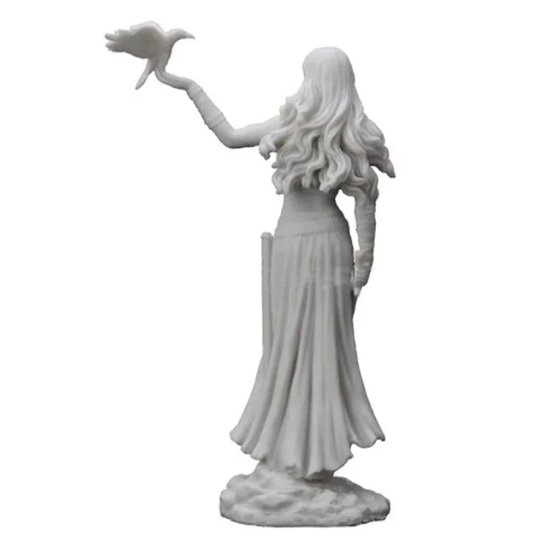 Ręcznie malowana rzeźba do dekoracji Halloween posąg bogini tajemniczy z krukiem i mieczem figurka czarownic dekoracja biurka Ornament