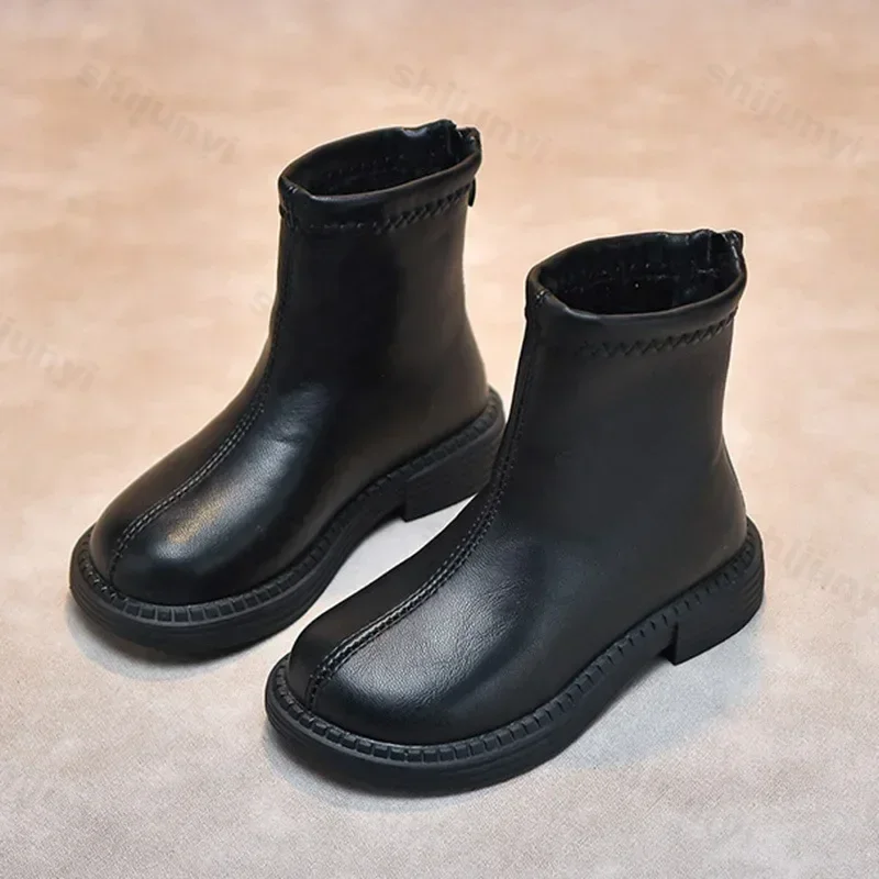 Dziecięce 2024 nowe buty księżniczki dla dzieci antypoślizgowe buty outdoorowe dziewczęce wiosenne jesienne skórzane krótkie buty turystyczne buty