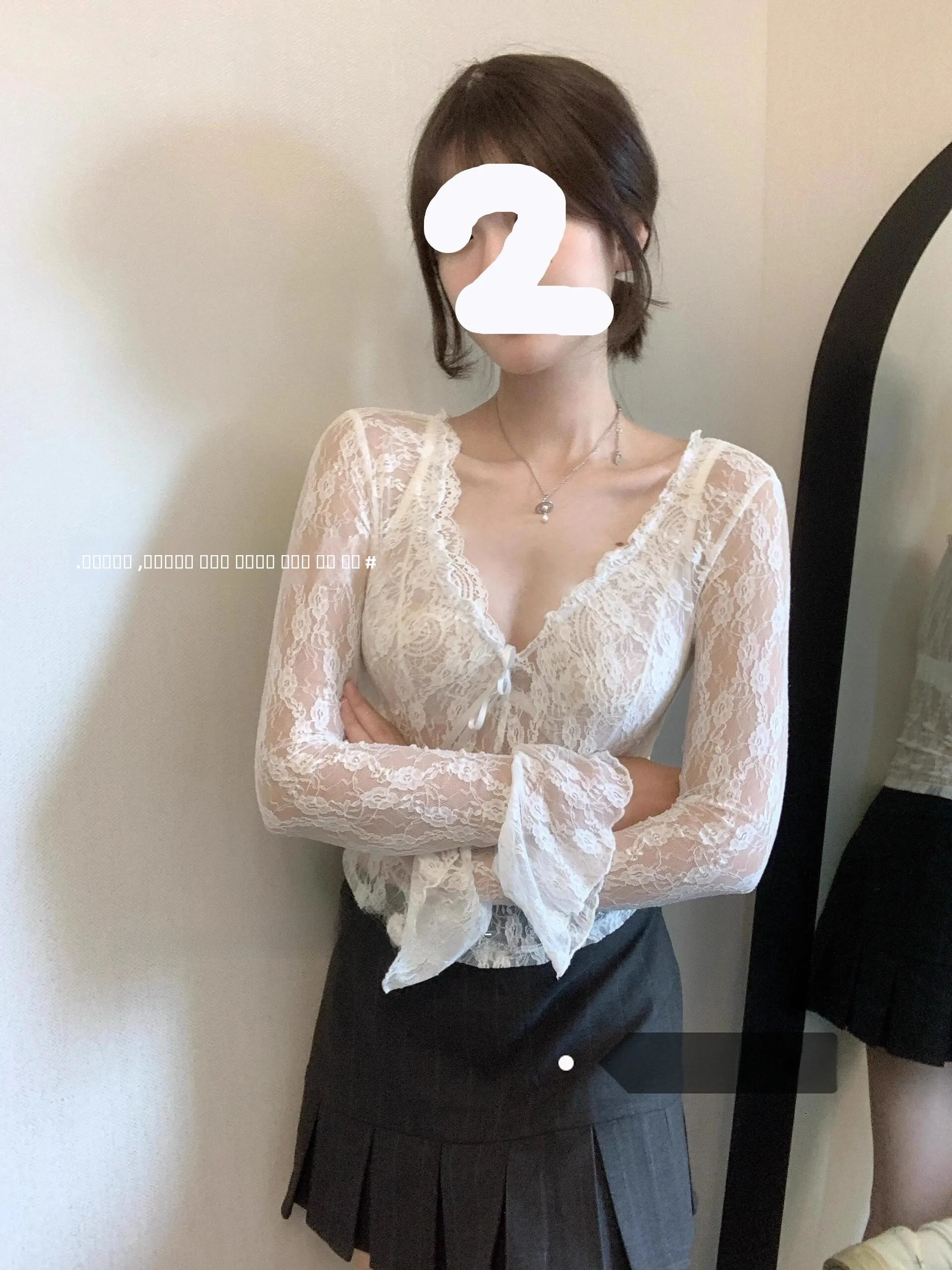 

Кружево с вырезом Base irt Женская меховая внутренняя одежда Winter Sle V-Ne Bell Sve Топ Faionable Ele ort Length