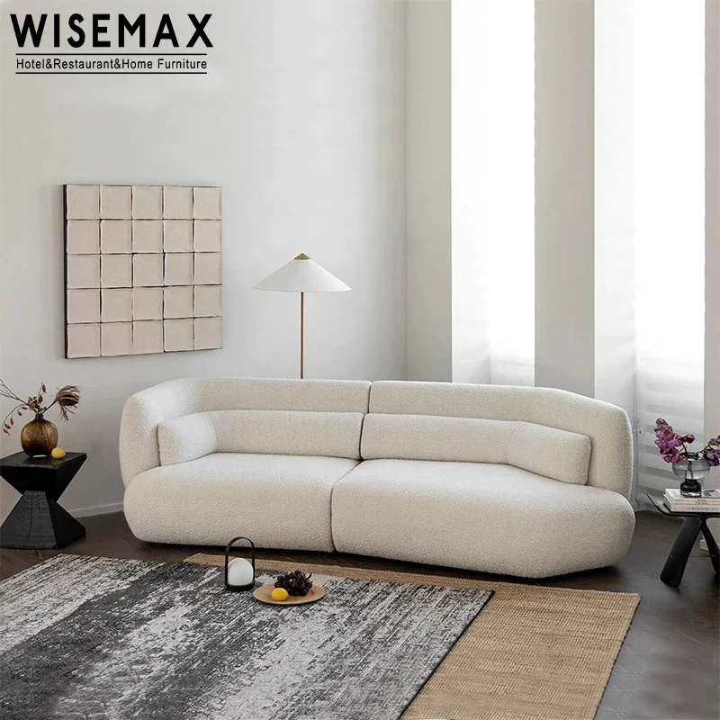 Cream Style Sofa Set Furniture Living Room Double-layer Back Wood Fabric Elastic Sponge Lazy Recliner Sofa