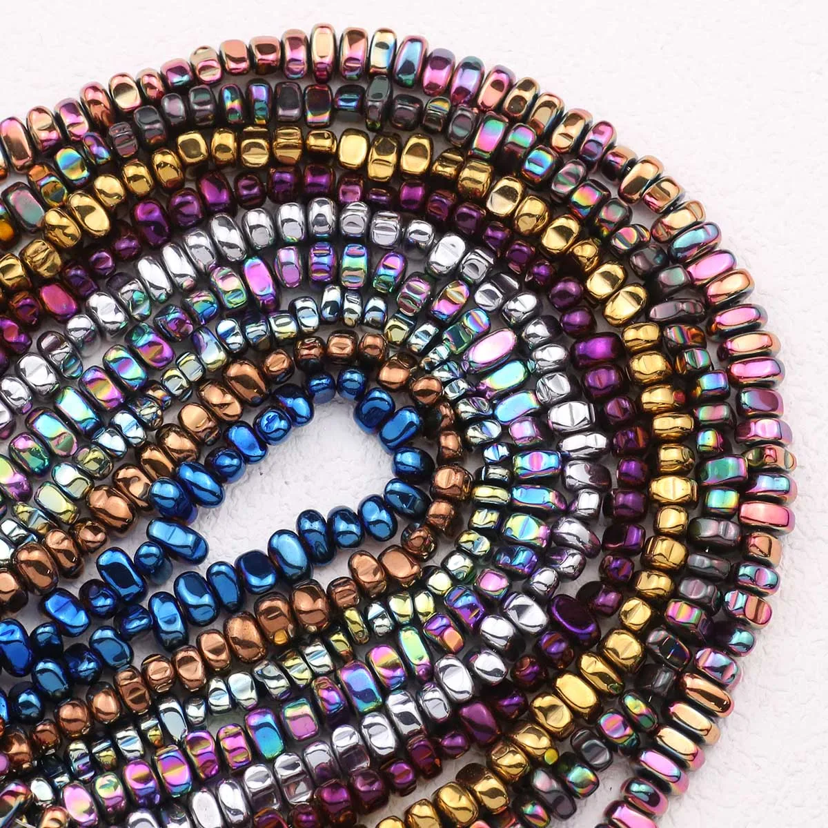 10MM EINE Schnur Glänzend Galvani Zerkleinert Natürliche Hämatit Stein Spacer Lose Perlen Für Schmuck Machen Armband DIY Zubehör