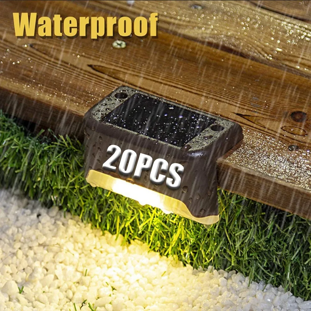 4-20PCS Warm White LED Solar Step Lights Outdoor Garden Path Stair Lights Waterproof Balcony Patio Fence Lighting Decoration
