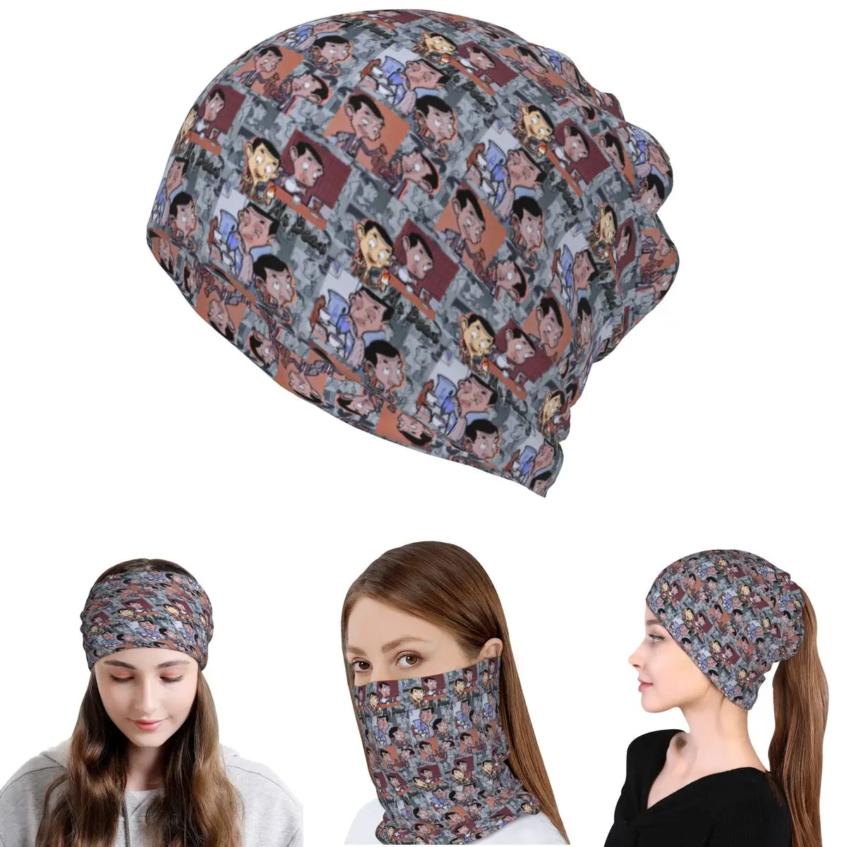 

Mr. Bean Cartoon Bandana Neck Cover Wrap Scarf Multi-use Face Mask Beanies Hat Unisex Adult Windproof