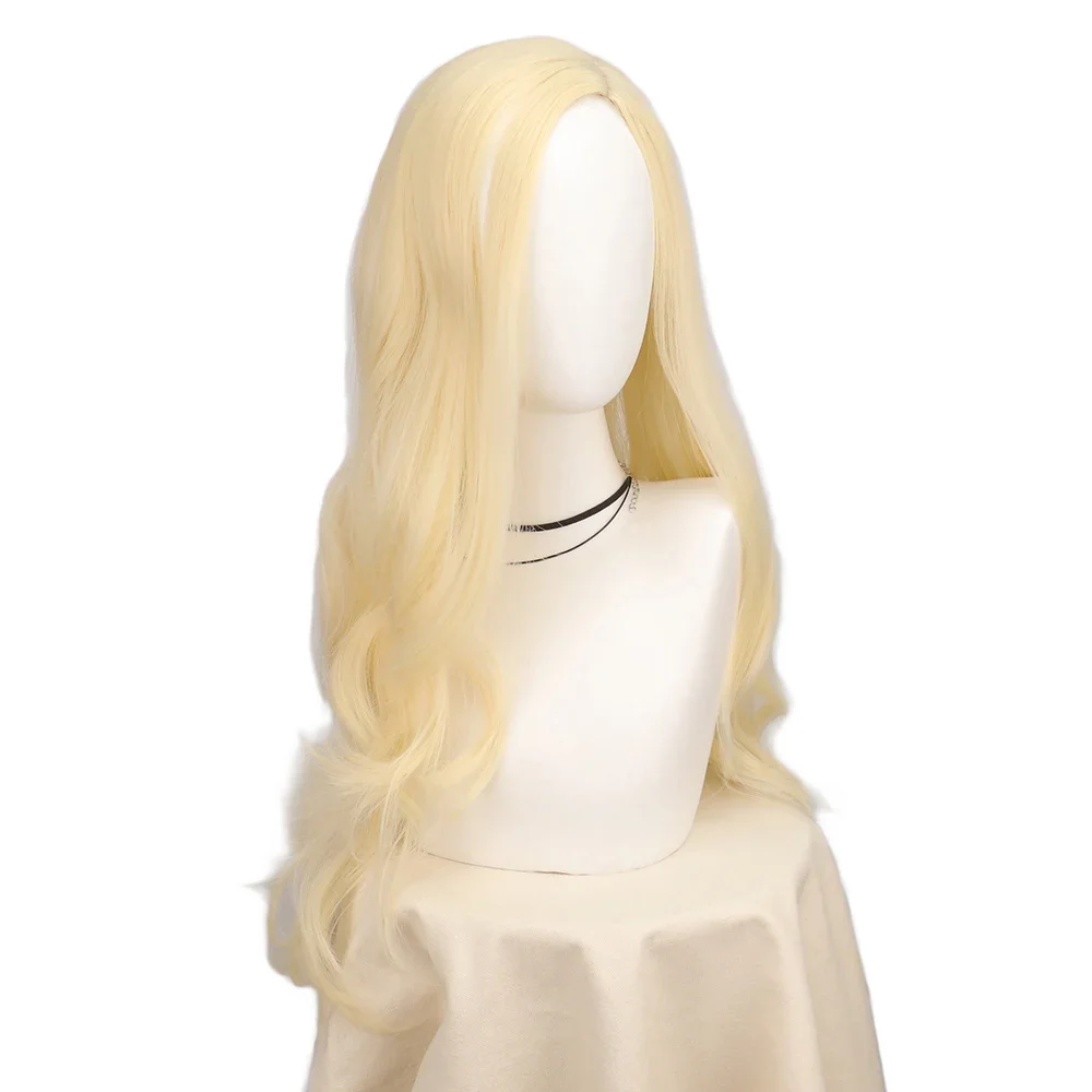 Perucas malucas para mulheres meninas longo encaracolado ondulado luz loira peruca de cabelo resistente ao calor fibra sintética para cosplay traje