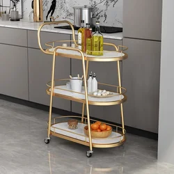 Rotating Trolley Bar Cart Free Shipping Multipurpose Utility Storage Portable Iron Large Professional Cleaning Drink Luxury Gold