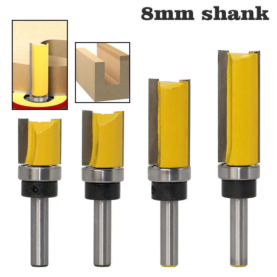 8MM Shank Copy Trimming Cutter 1-4pc Straight Edge Copy Milling Cutter Export Engraving Machine Milling Cutter