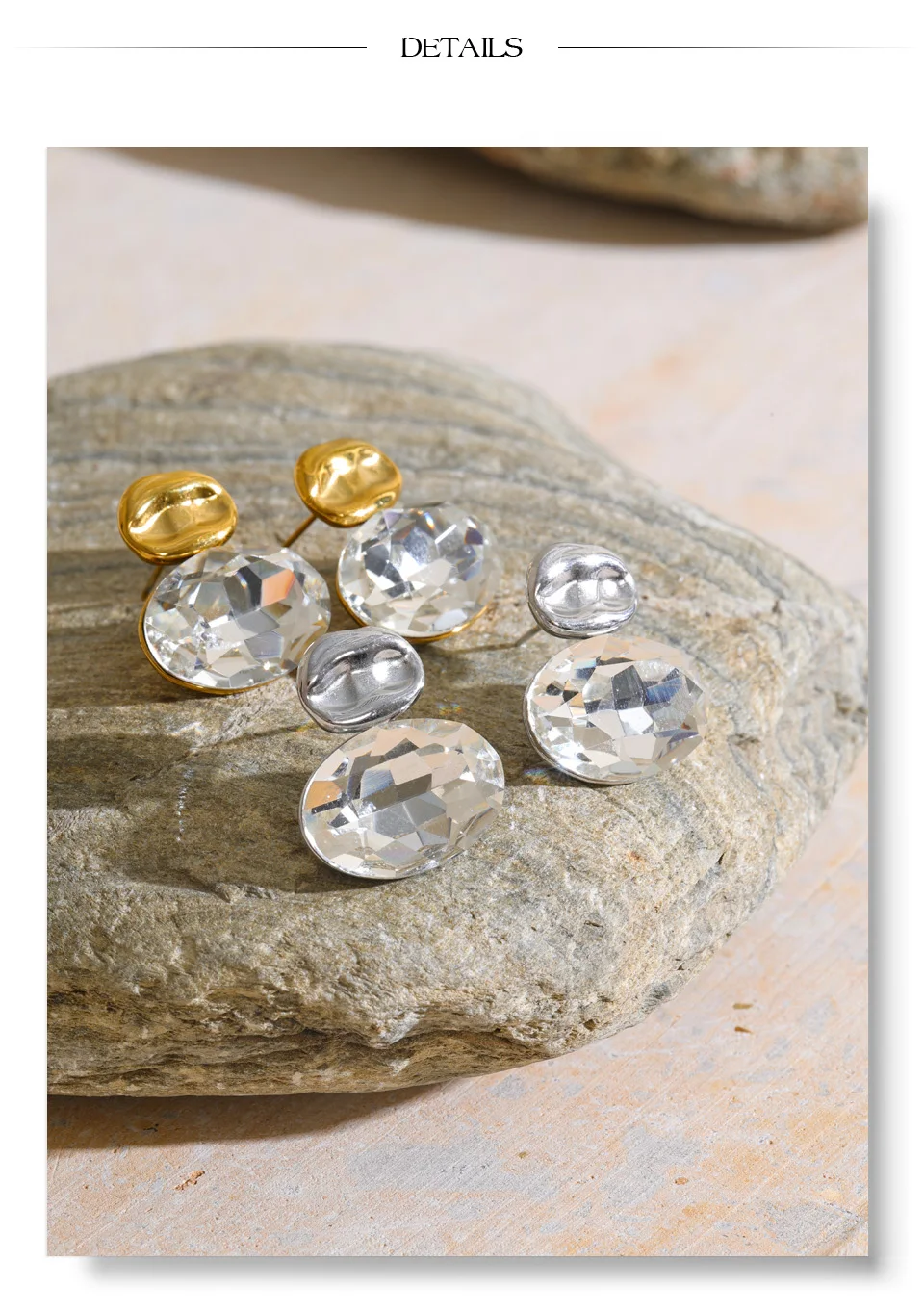 Yhpup Edelstahl Kristall Ovale Ohrstecker Hypoallergen Glänzend Neuheiten Stilvoller Partyschmuck Geschenk – Detail 10