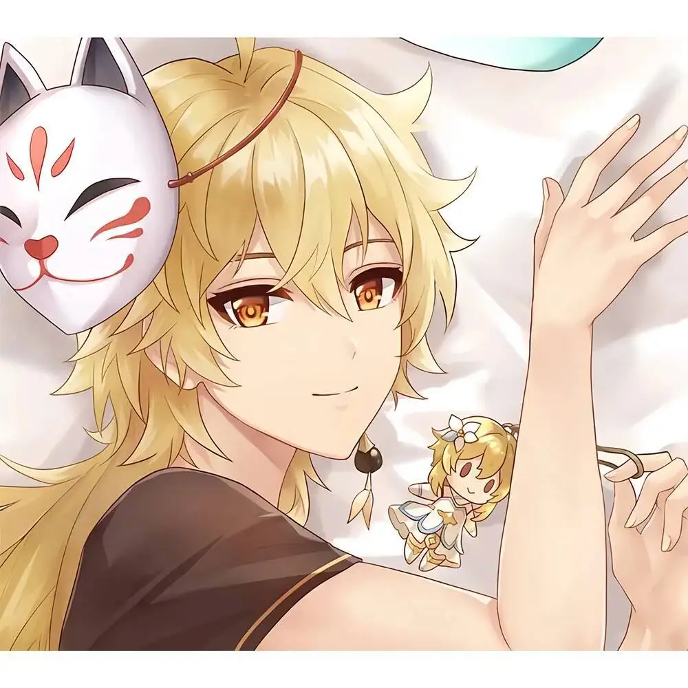 Game Anime Genshin Impact Aether Dakimakura Hing Sarung Bantal Tubuh Penutup Sarung Bantal Bantal Cosplay Hadiah Otaku