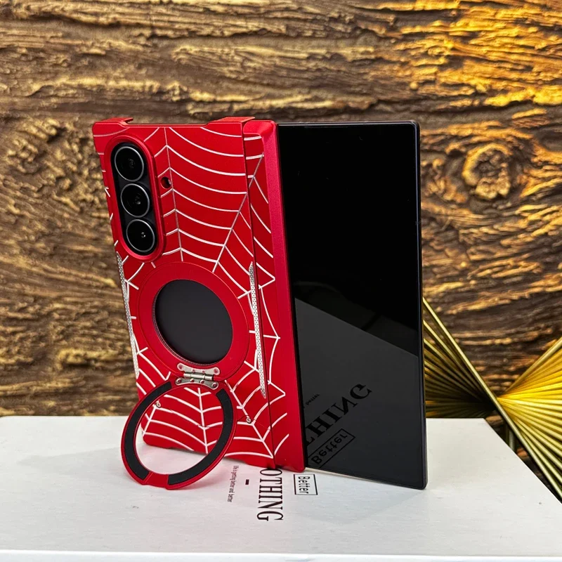 Spider Web Alloy Case for Galaxy Z Fold 8 Uitra Bezel-less Esports Cooling Galaxy Z Fold7  Magnetic Elastic Snap Anti Back Cover