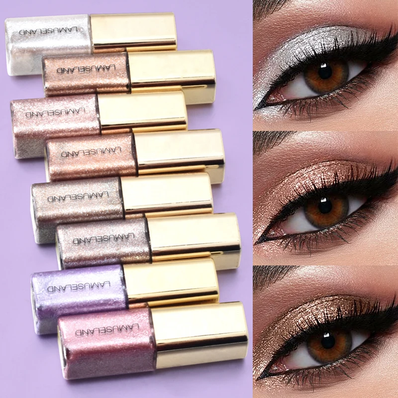 ظلال عيون سائلة لؤلؤية معدنية بلون الشمبانيا الذهبي اللامع اللامع الماسي ظلال عيون مقاومة للماء مكياج عيون صغير #5