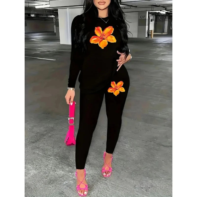 เสื้อสเวตเชิ้ตคอกลมสำหรับผู้หญิงพร้อมดีไซน์ลายสนุกสนาน ชุดลายแขนยาวทรงโอเวอร์ไซส์