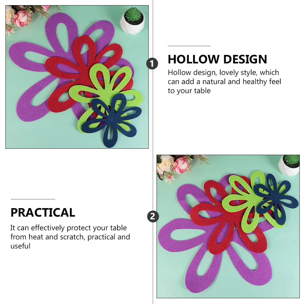 4 قطعة الحصير وعاء منحوتة شكل زهرة جوفاء مقاومة للحرارة عموم حماة طاولة طعام حماة منصات عزل المطبخ #3