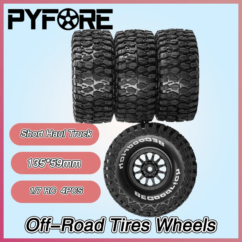 

4 шт. 135*59 мм внедорожные шины, колеса-для UDR 1/7 радиоуправляемой модели автомобиля, короткие аксессуары для грузовиков