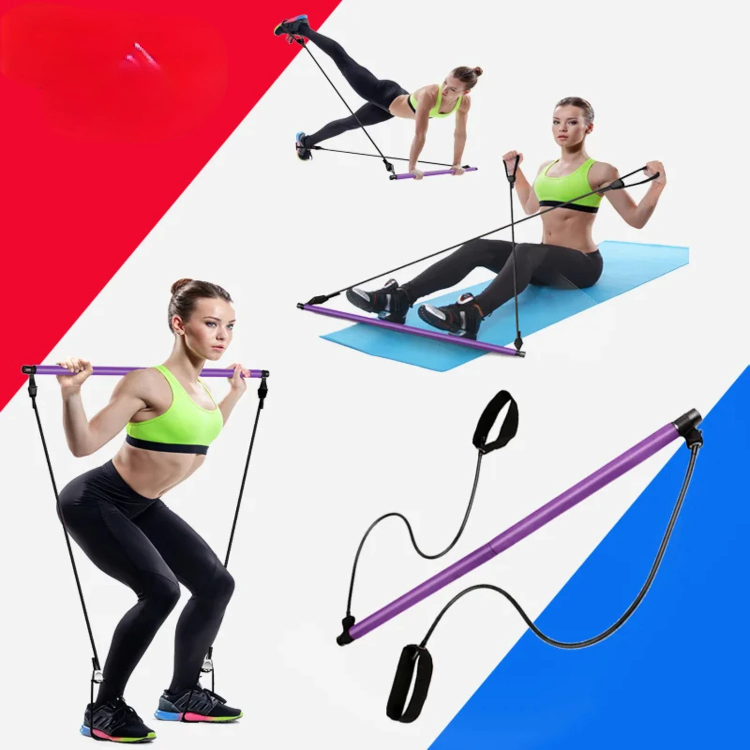 Yoga Resistance Band Pilates Stick Binaraga Crossfit Gym Tabung Karet Band Elastis Peralatan Fitness Latihan Latihan Yoga