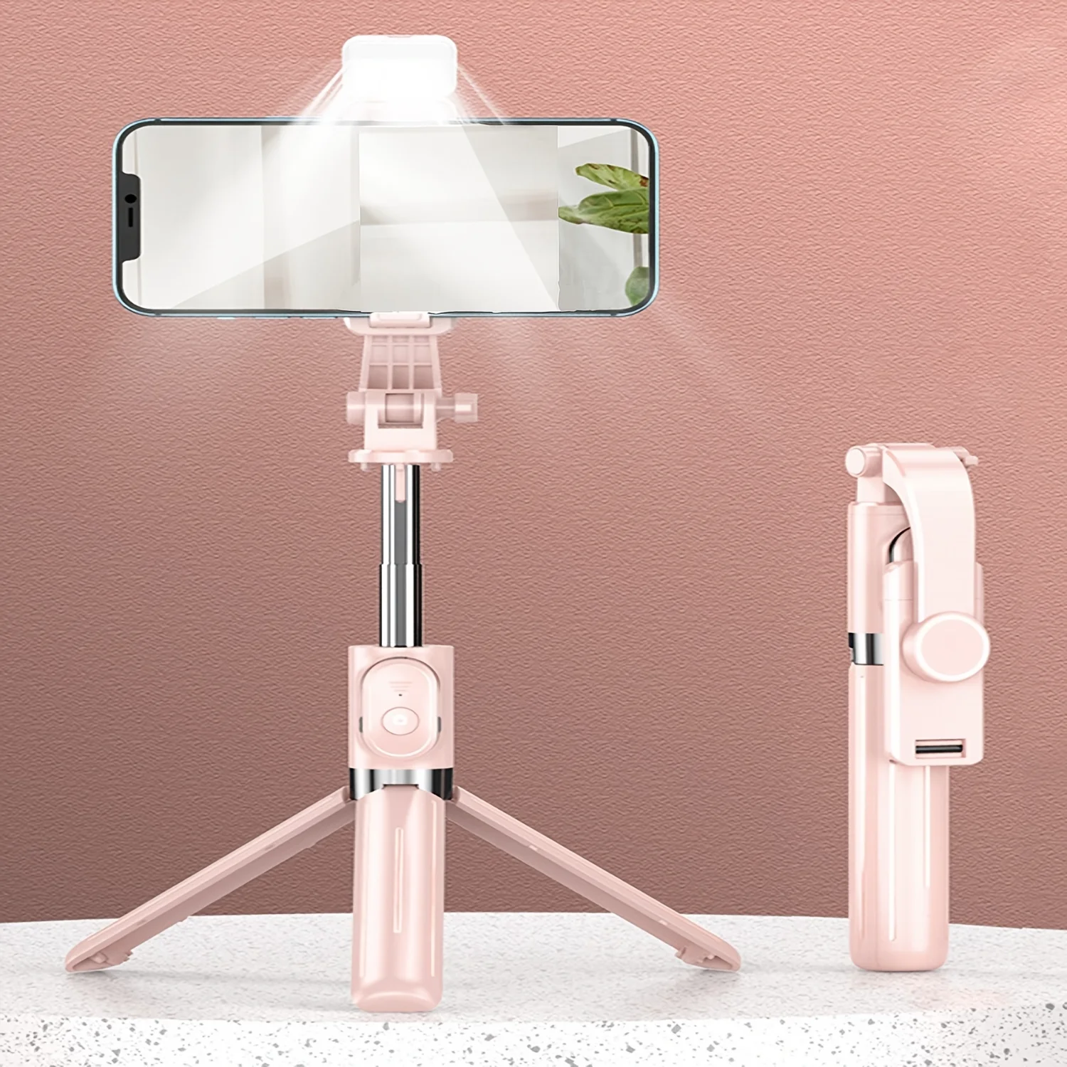 Ultra-Portable All-In-One Tripod & Selfie Stick with Fill Light - Universally Compatible, Perfect Travel Companion for Enhanced 