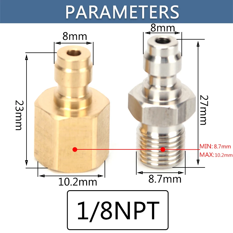 2pcs 1/8BSPP 1/8NPT M10x1 Quick Plug 8mm Filling Head Quick Connect Couplings High Pressure Coupler Fittings Air Socket 30Mpa