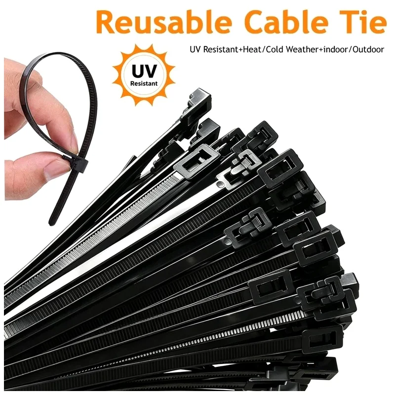 Reusable Cable Ties Nylon Lock Loop 100-50Pcs Mixed Black White 3.6x150mm Removable Cable Straps Indoor Office