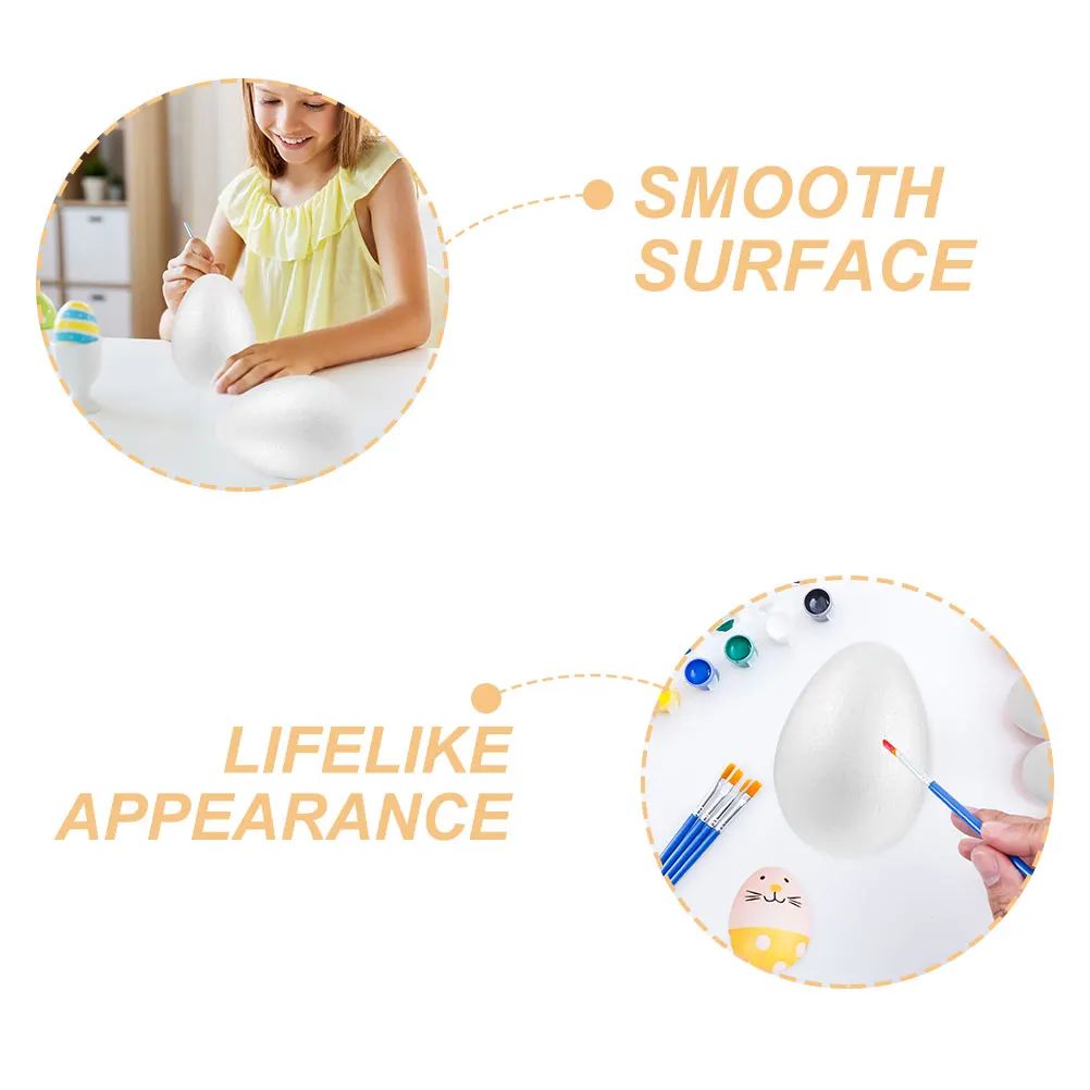 3pcs Foam Blank Diy Easter Eggs Lightweight Paintable Decorative Simulation Eggs For Party Home Decor Craft Projects