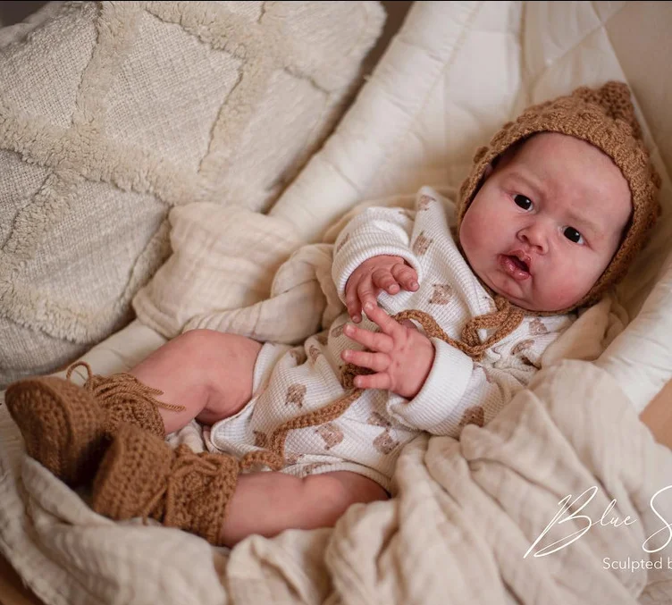 NPK 26 인치 도색되지 않은 빈 다시 태어난 인형 키트 블루 참새 거대한 아기 크기 DIY 미완성 인형 부품 천 몸과 눈