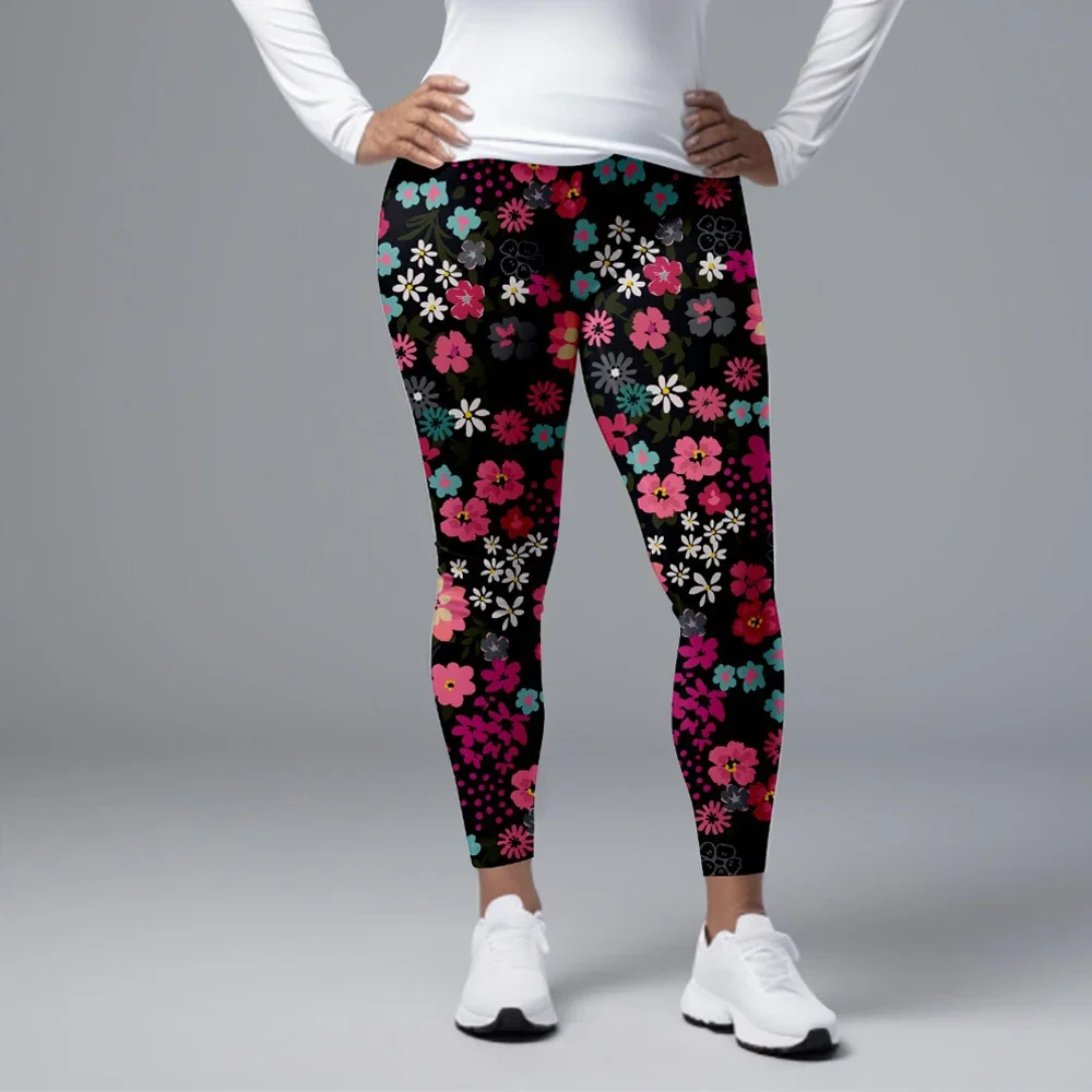 LETSFIND-Leggings de fitness taille haute pour femme, impression numérique, motif de fleurs 3D, sexy, décontracté, mode, haute qualité, fjWoman