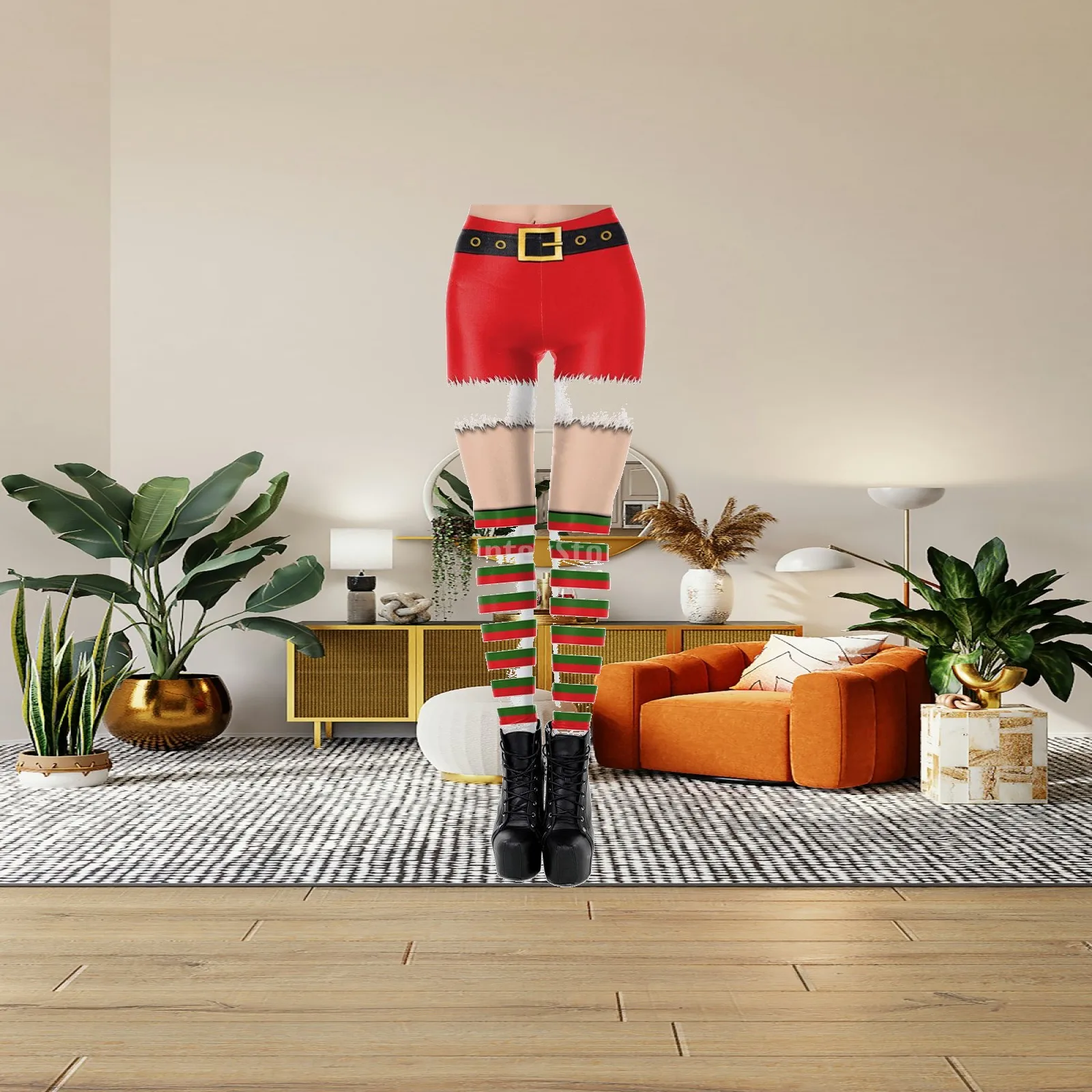 Casual Christmas Leggings Printed Stretchy Tights for Festival Running Sport