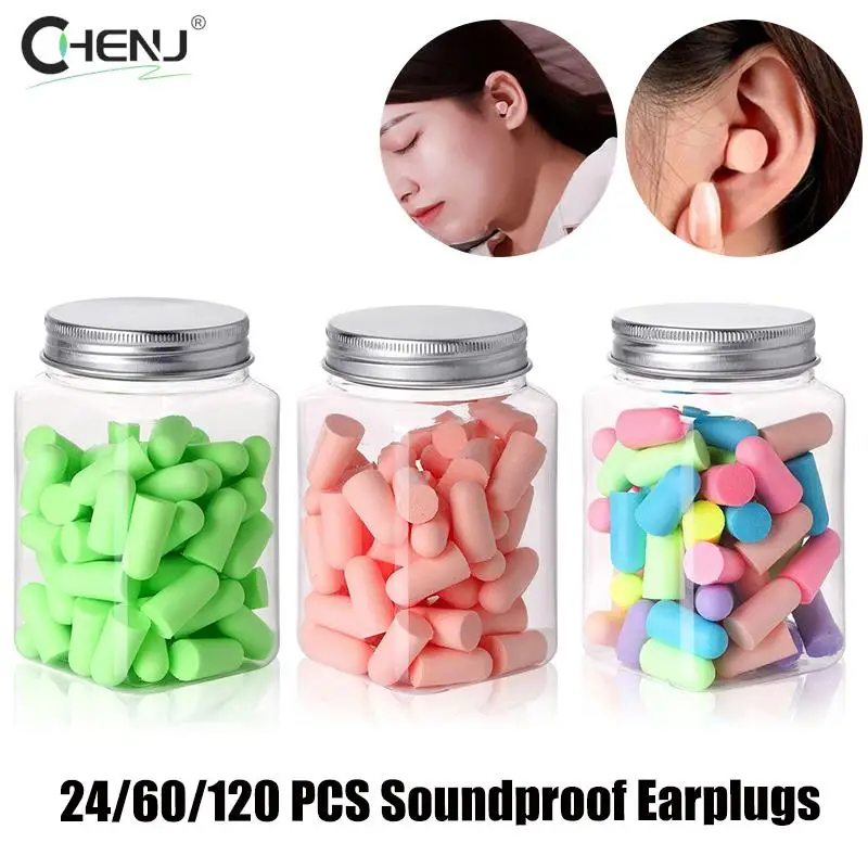 

24/60/120Pcs Mulitcolor Soft Sponge Earplugs Sleeping Ear Plugs For Travel Sleep Noise Reduction Rate 35.5db Sound Insulation