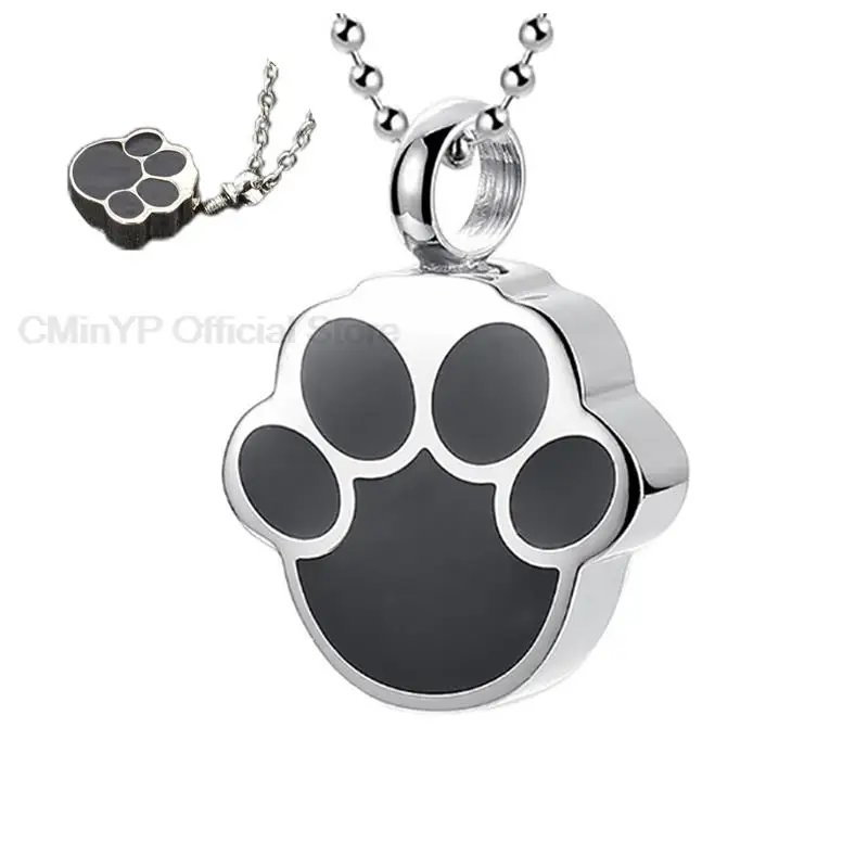 1PCS Pet Dog Paw Charm Memorial Funeral Urn for Ashes Animal Necklace Pendant Cat Puppy Funeral Box Holder Cremation Keepsake